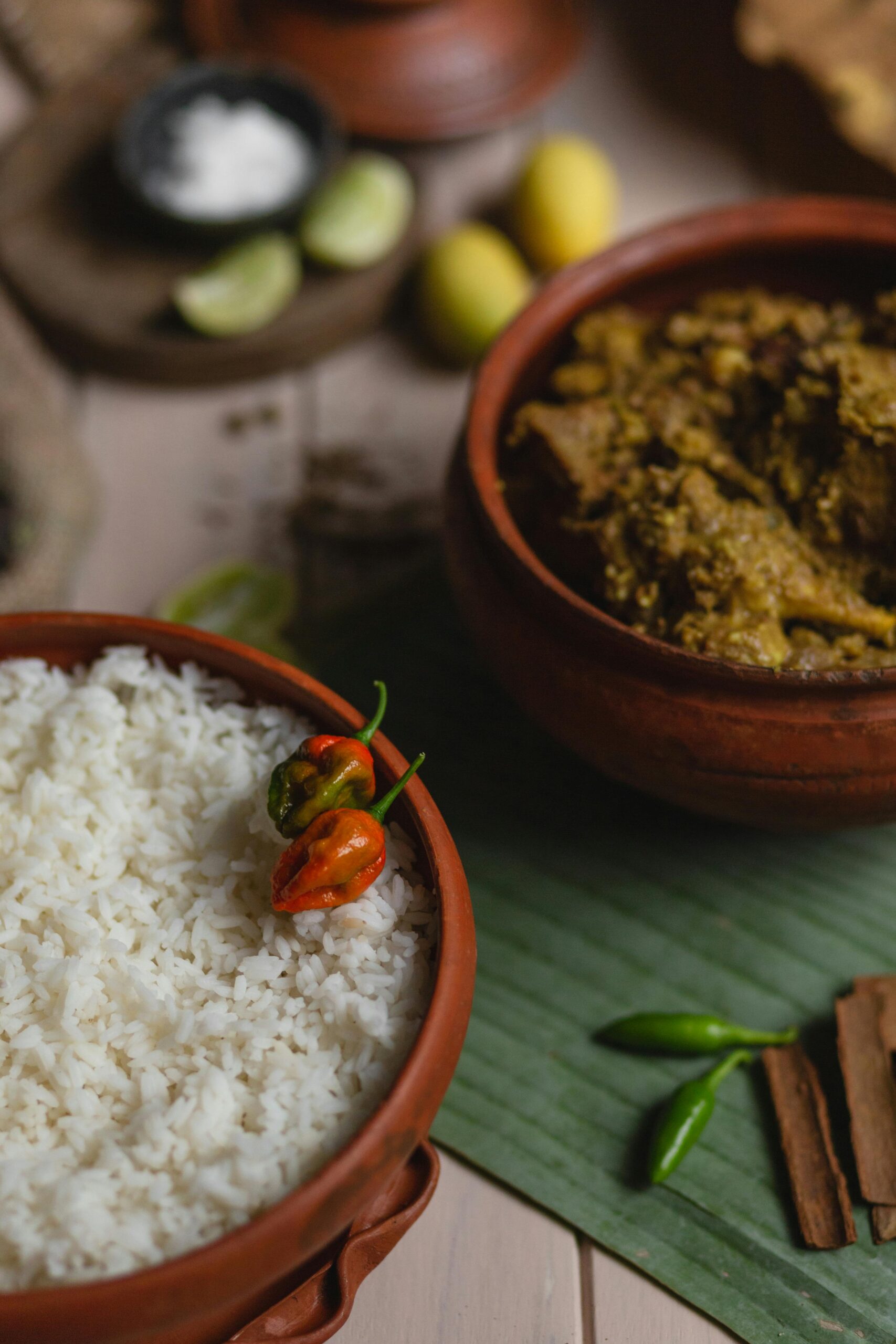 Delicious Indian curry served with rice and fresh spices, beautifully presented.